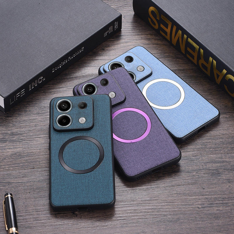 For Xiaomi Redmi Note 13 Pro 5G / Poco X6 5G Cell Phone Case Cloth Texture Cover Compatible with MagSafe