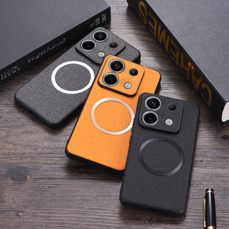For Xiaomi Redmi Note 13 Pro 5G / Poco X6 5G Cell Phone Case Cloth Texture Cover Compatible with MagSafe
