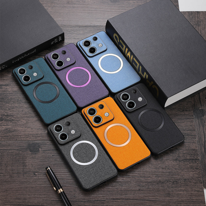 For Xiaomi Redmi Note 13 Pro 5G / Poco X6 5G Cell Phone Case Cloth Texture Cover Compatible with MagSafe