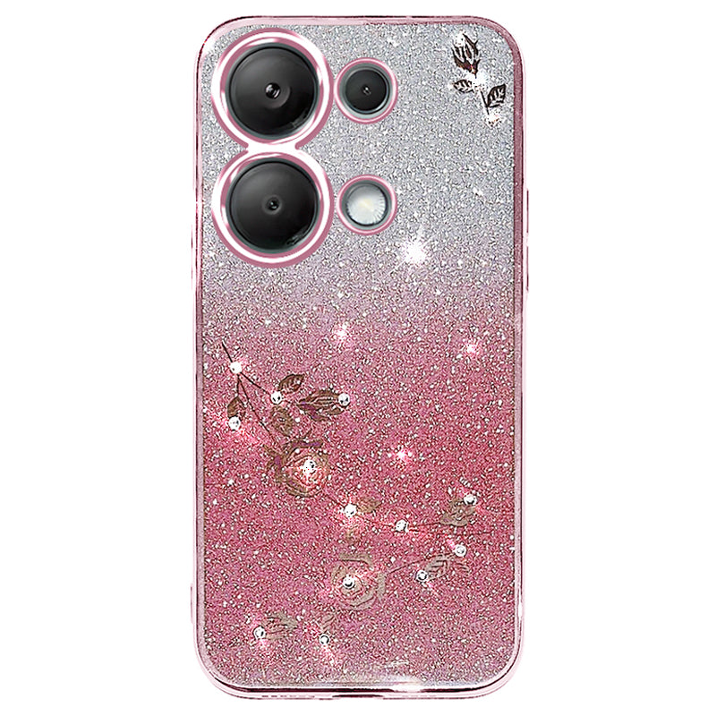 KADEM For Xiaomi Redmi Note 13 5G TPU Case Rhinestone Decor Phone Cover with Lanyard