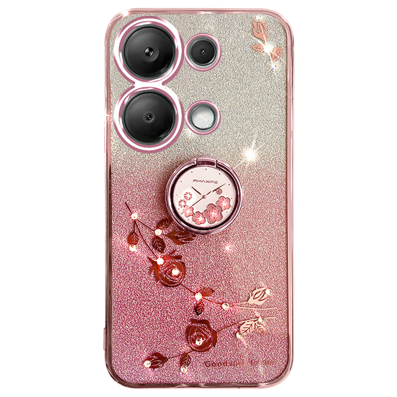 KADEM For Xiaomi Redmi Note 13 4G Cell Phone Case Glitter Gradient Ring Kickstand TPU Cover