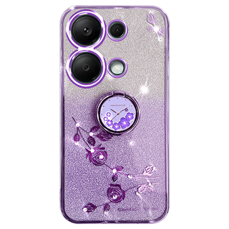 KADEM For Xiaomi Redmi Note 13 4G Cell Phone Case Glitter Gradient Ring Kickstand TPU Cover