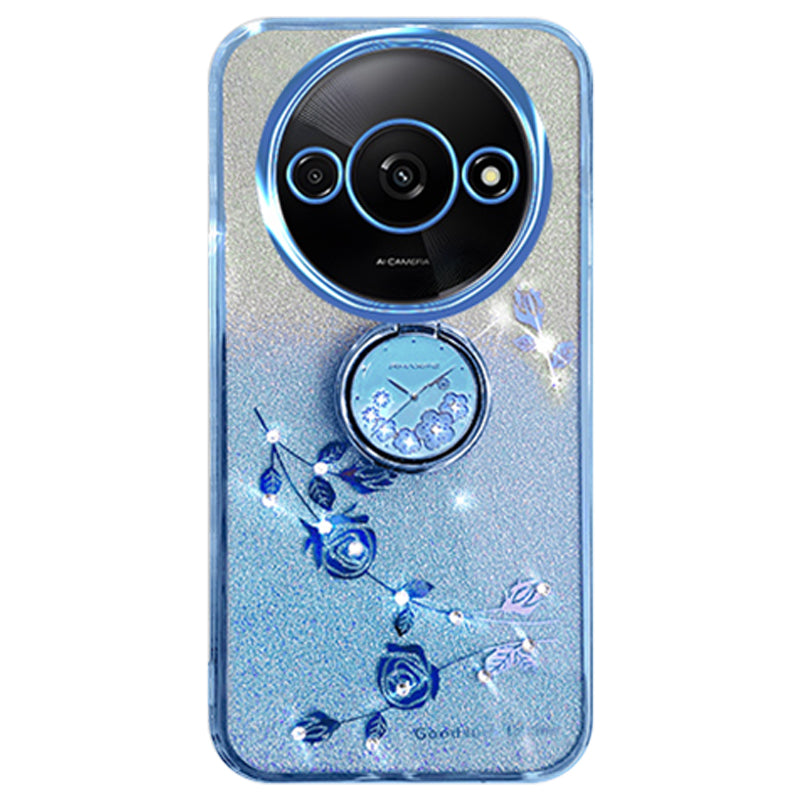 KADEM For Xiaomi Redmi A3 / Poco C61 4G TPU Case Rhinestone Flower Back Cover Ring Kickstand