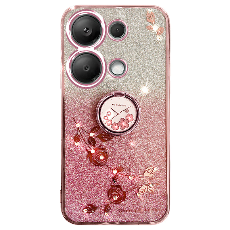 KADEM For Xiaomi Redmi Note 13 Pro 4G / Poco M6 Pro 4G Phone Case Rhinestone Decor Ring Kickstand TPU Cover
