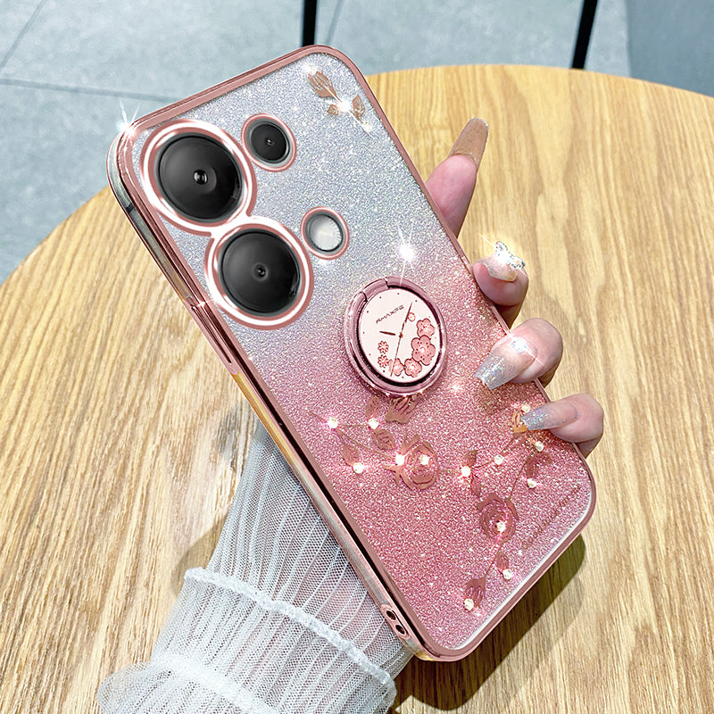 KADEM For Xiaomi Redmi Note 13 Pro 4G / Poco M6 Pro 4G Phone Case Rhinestone Decor Ring Kickstand TPU Cover