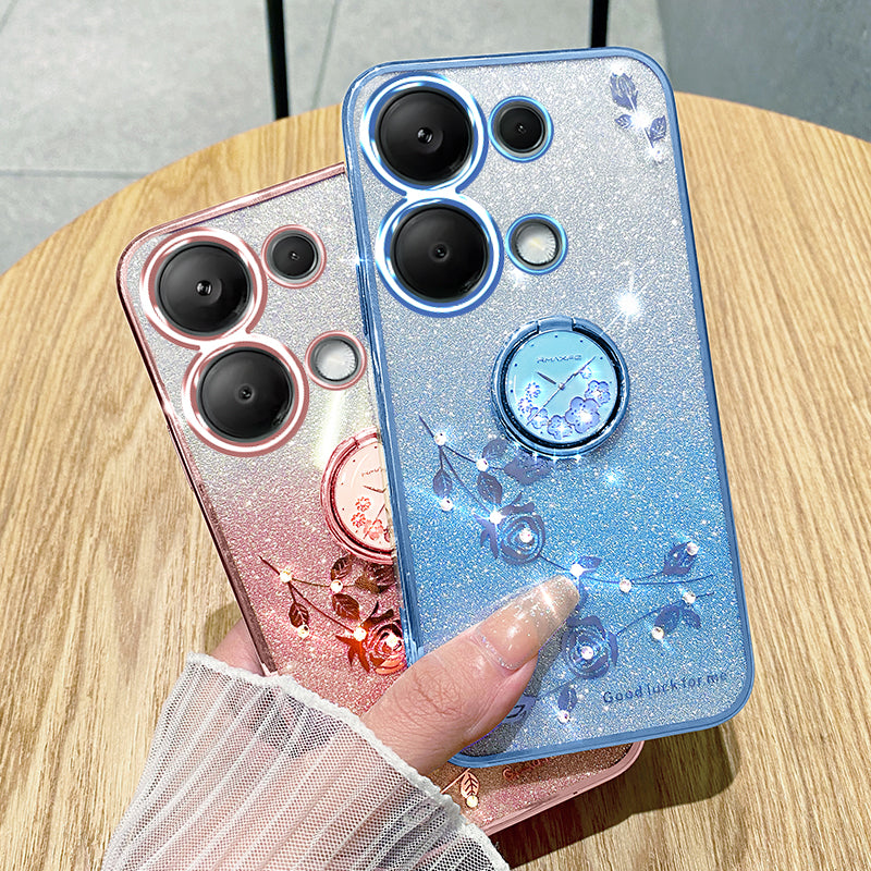 KADEM For Xiaomi Redmi Note 13 Pro 4G / Poco M6 Pro 4G Phone Case Rhinestone Decor Ring Kickstand TPU Cover