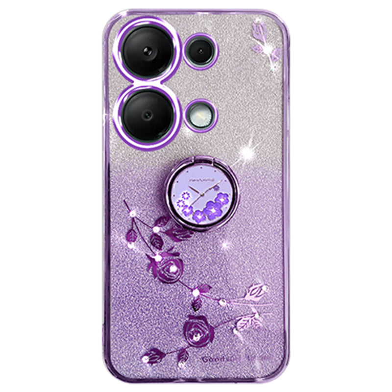 KADEM For Xiaomi Redmi Note 13 Pro 4G / Poco M6 Pro 4G Phone Case Rhinestone Decor Ring Kickstand TPU Cover