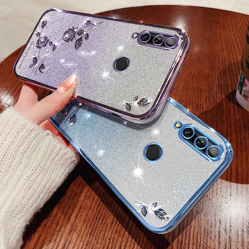 KADEM For Huawei Enjoy 10 Plus Case Rhinestone Decor Glitter Cell Phone TPU Protector Cover