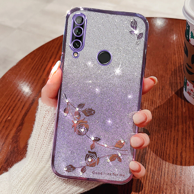 KADEM For Huawei Enjoy 10 Plus Case Rhinestone Decor Glitter Cell Phone TPU Protector Cover