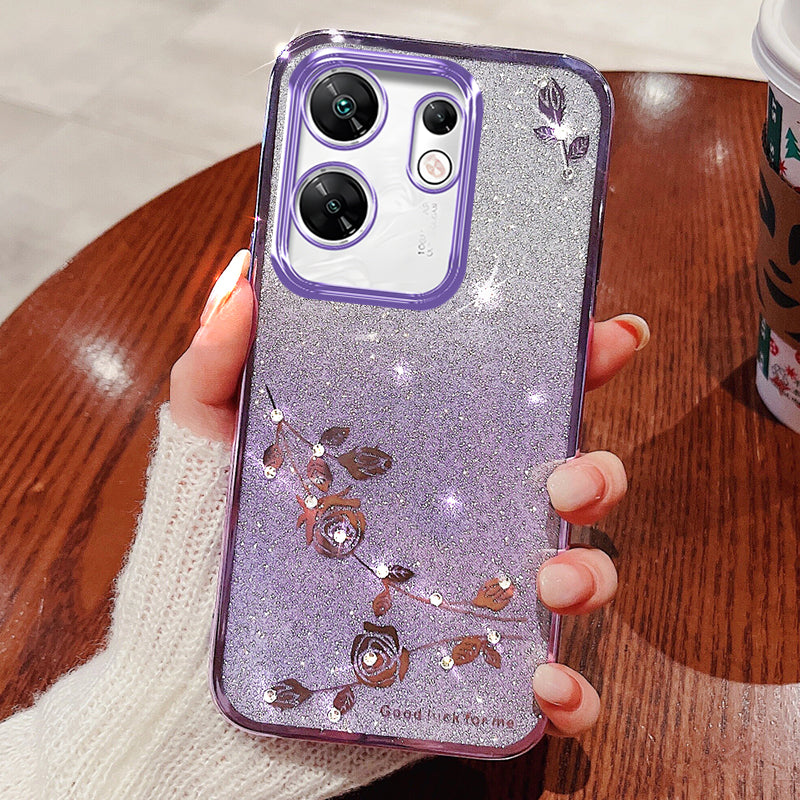 KADEM For Transsion Infinix Zero 30 4G Case Rhinestone Decor Glitter Cell Phone TPU Cover
