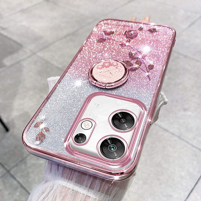 KADEM For Transsion Infinix Zero 30 4G TPU Case Rhinestone Flower Kickstand Phone Cover