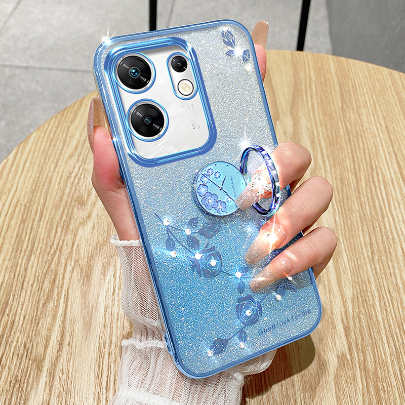 KADEM For Transsion Infinix Zero 30 4G TPU Case Rhinestone Flower Kickstand Phone Cover
