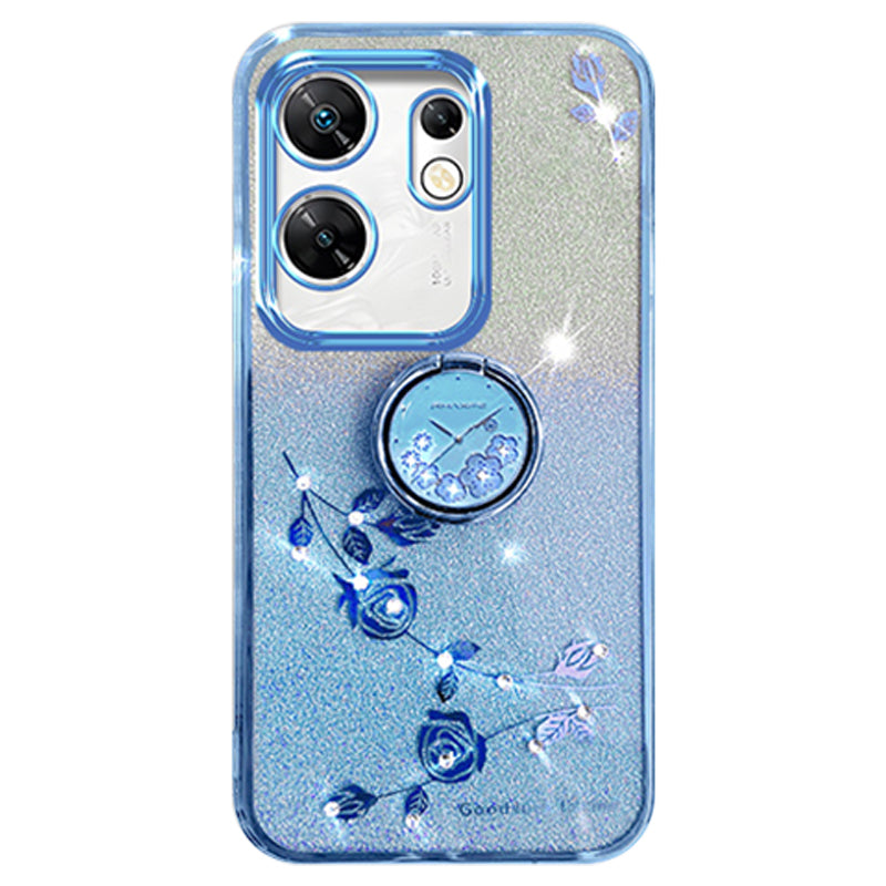 KADEM For Transsion Infinix Zero 30 4G TPU Case Rhinestone Flower Kickstand Phone Cover