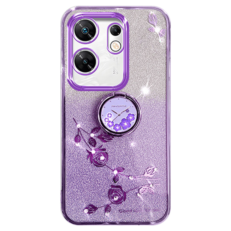 KADEM For Transsion Infinix Zero 30 4G TPU Case Rhinestone Flower Kickstand Phone Cover