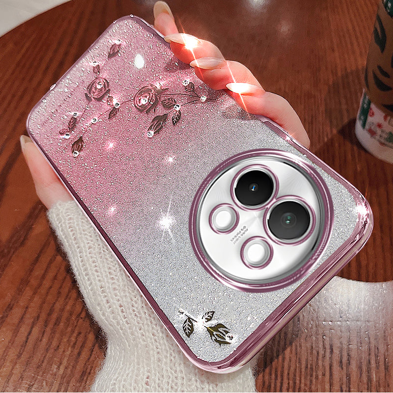 KADEM For vivo S18e 5G Case Flower TPU Cover with Lanyard Rhinestone Decor