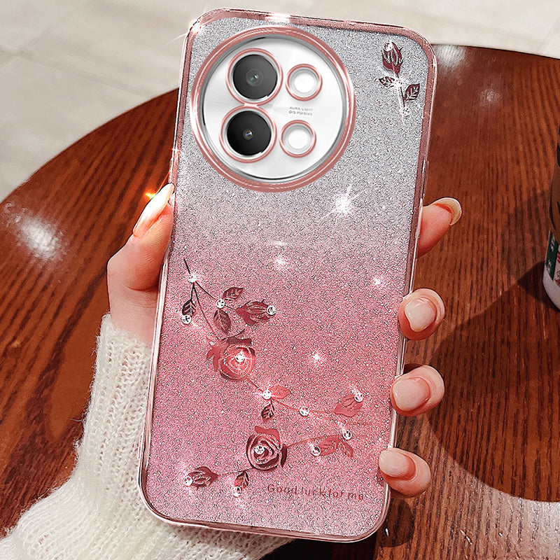 KADEM For vivo S18e 5G Case Scratch Proof Glitter TPU Phone Cover with Rhinestone Decor