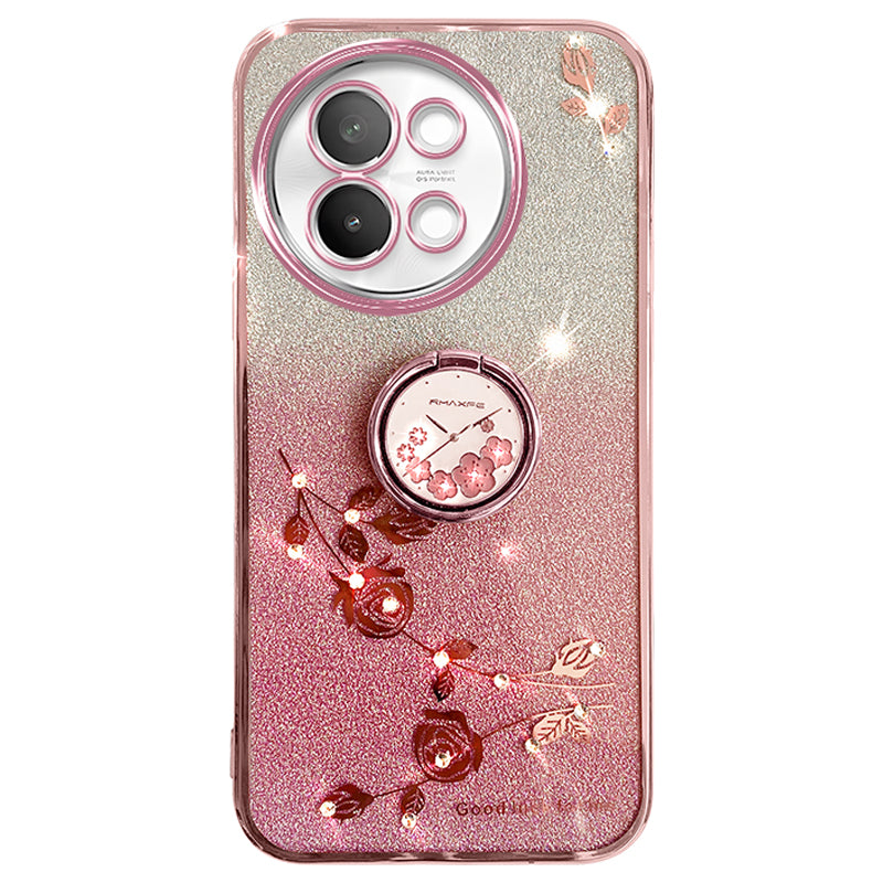 KADEM For vivo S18e 5G TPU Case Rhinestone Flower Kickstand Phone Cover