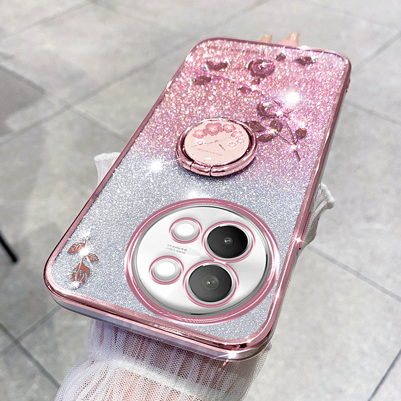 KADEM For vivo S18e 5G TPU Case Rhinestone Flower Kickstand Phone Cover