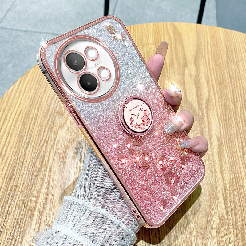 KADEM For vivo S18e 5G TPU Case Rhinestone Flower Kickstand Phone Cover