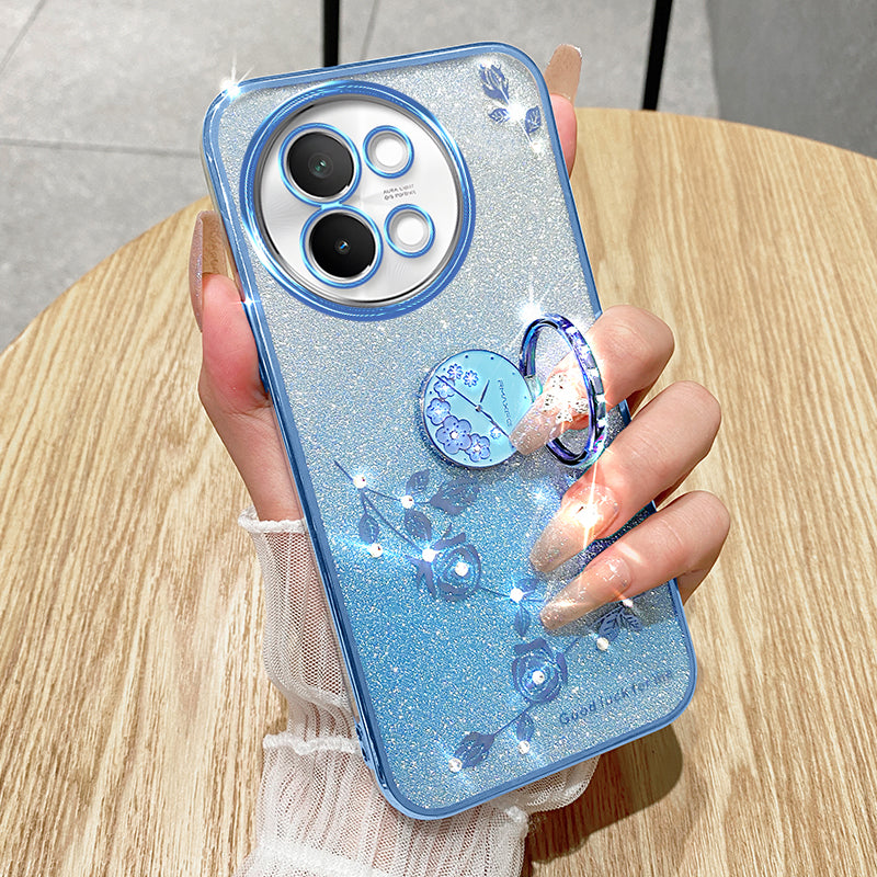 KADEM For vivo S18e 5G TPU Case Rhinestone Flower Kickstand Phone Cover