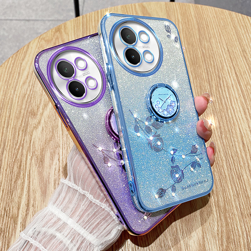 KADEM For vivo S18e 5G TPU Case Rhinestone Flower Kickstand Phone Cover