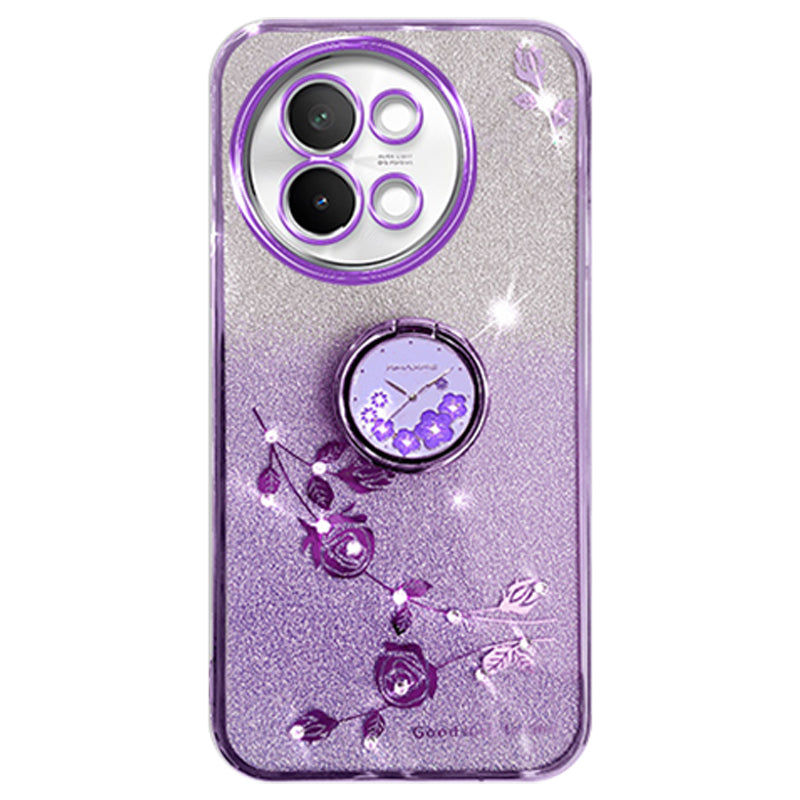 KADEM For vivo S18e 5G TPU Case Rhinestone Flower Kickstand Phone Cover