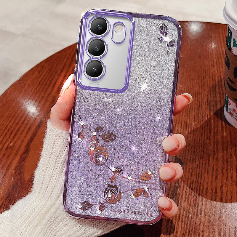 KADEM For vivo V30 Lite 5G Shockproof Case Glitter TPU Phone Cover with Rhinestone Decor