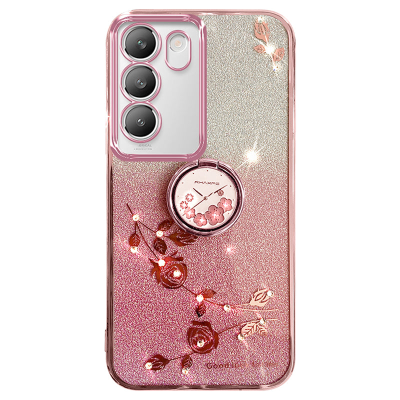 KADEM For vivo V30 Lite 5G Case Rhinestone Flower Kickstand TPU Phone Case