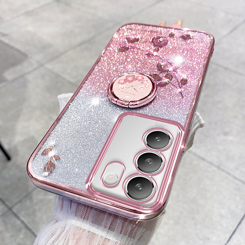 KADEM For vivo V30 Lite 5G Case Rhinestone Flower Kickstand TPU Phone Case