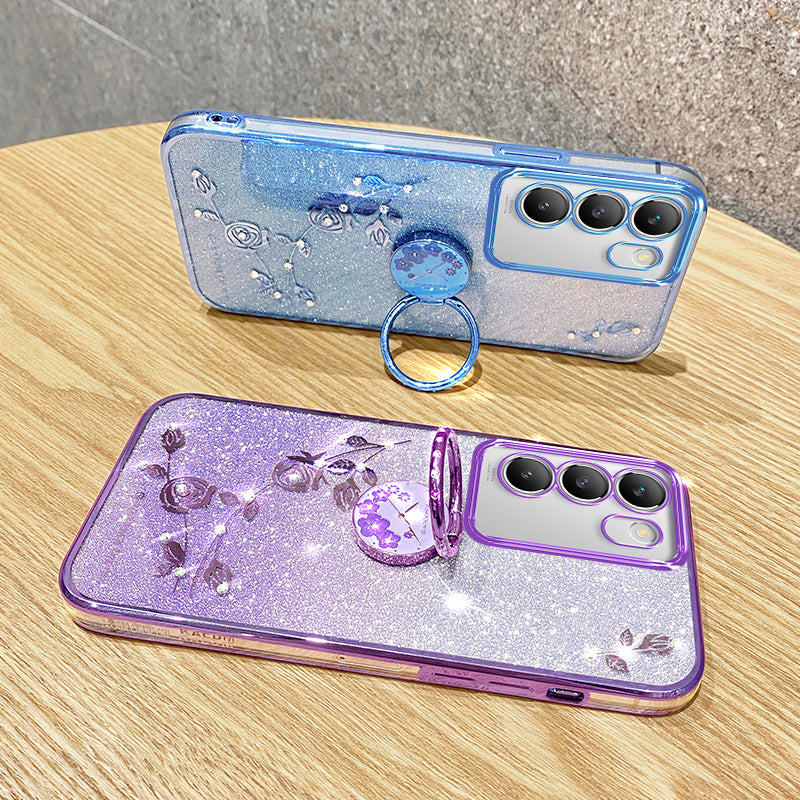 KADEM For vivo V30 Lite 5G Case Rhinestone Flower Kickstand TPU Phone Case