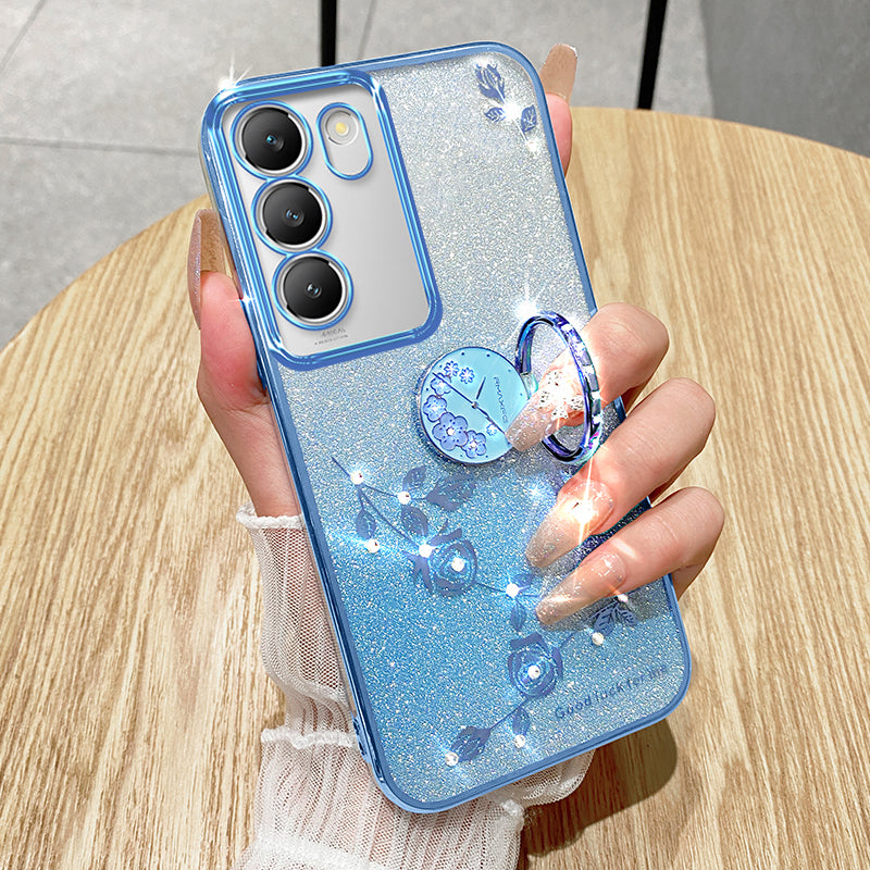 KADEM For vivo V30 Lite 5G Case Rhinestone Flower Kickstand TPU Phone Case