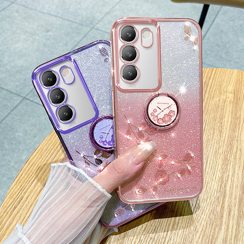 KADEM For vivo V30 Lite 5G Case Rhinestone Flower Kickstand TPU Phone Case