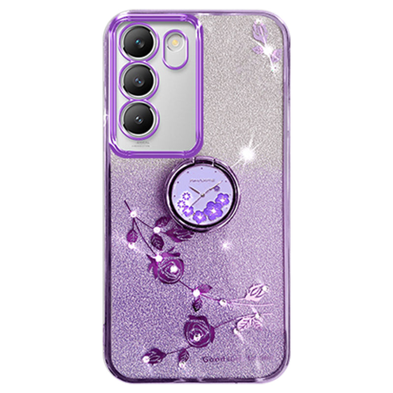 KADEM For vivo V30 Lite 5G Case Rhinestone Flower Kickstand TPU Phone Case