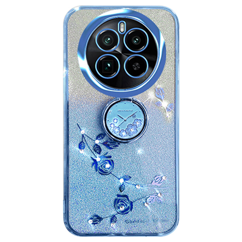 KADEM For Realme GT5 Pro 5G Slim Case Rhinestone Flower TPU Phone Cover with Kickstand