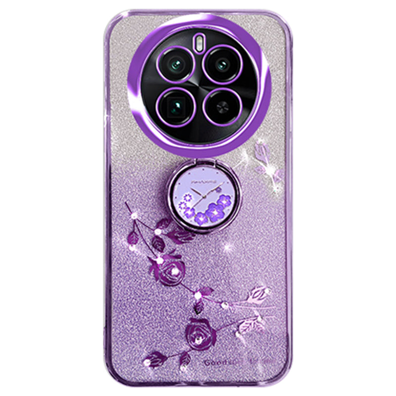 KADEM For Realme GT5 Pro 5G Slim Case Rhinestone Flower TPU Phone Cover with Kickstand