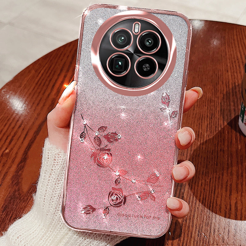KADEM For Realme GT5 Pro 5G Case Drop Resistant Glitter TPU Phone Cover with Rhinestone Decor