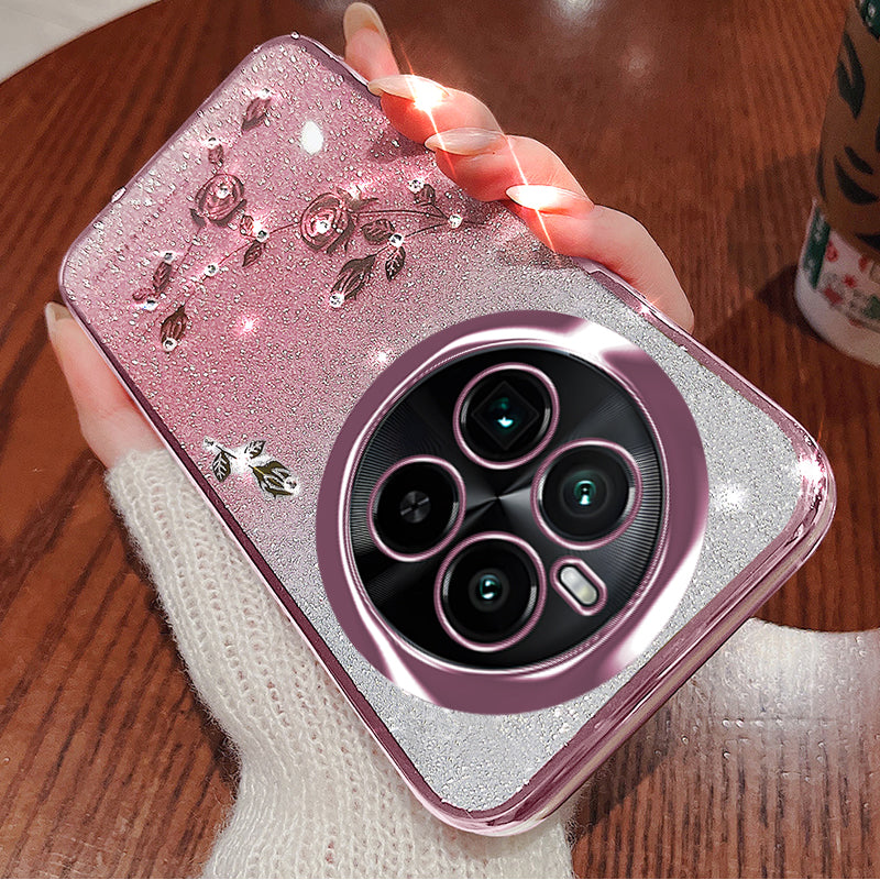 KADEM For Realme GT5 Pro 5G Case Drop Resistant Glitter TPU Phone Cover with Rhinestone Decor