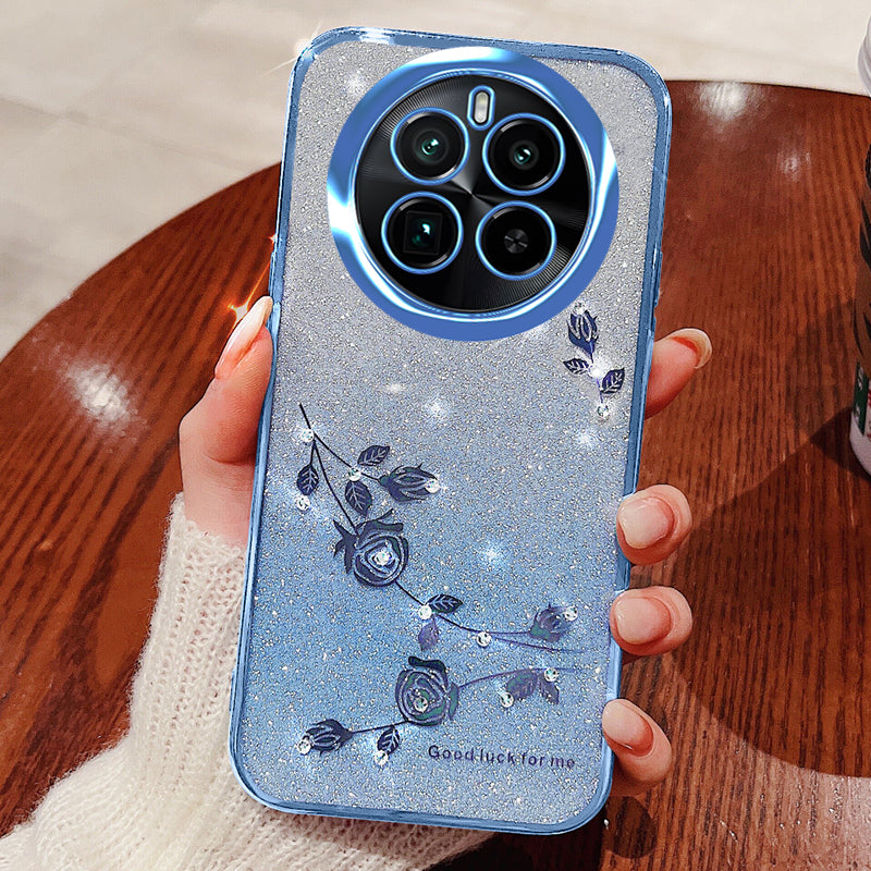 KADEM For Realme GT5 Pro 5G Case Drop Resistant Glitter TPU Phone Cover with Rhinestone Decor