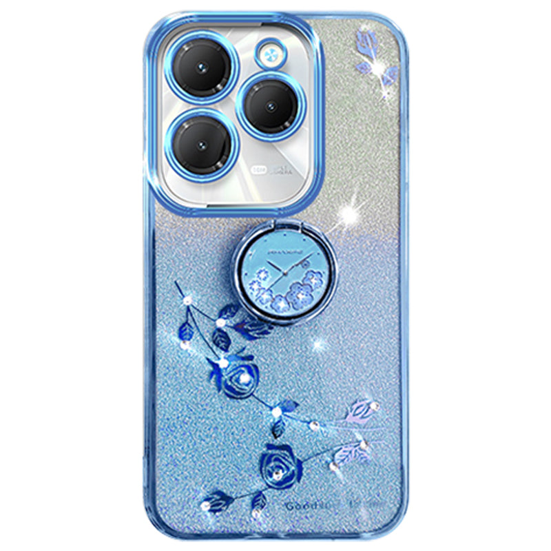 KADEM For Transsion Infinix Hot 40 / 40 Pro Phone Case Rhinestone Flower TPU Kickstand Cover