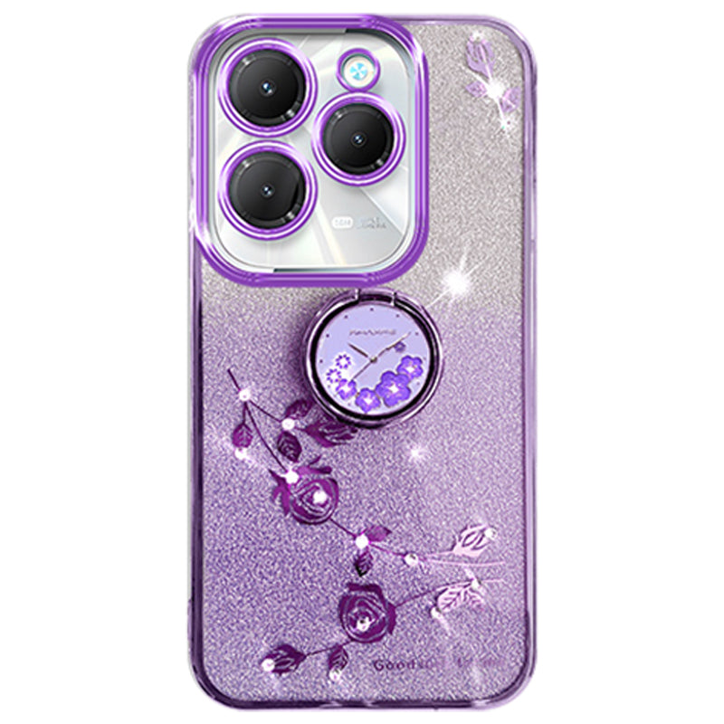 KADEM For Transsion Infinix Hot 40 / 40 Pro Phone Case Rhinestone Flower TPU Kickstand Cover