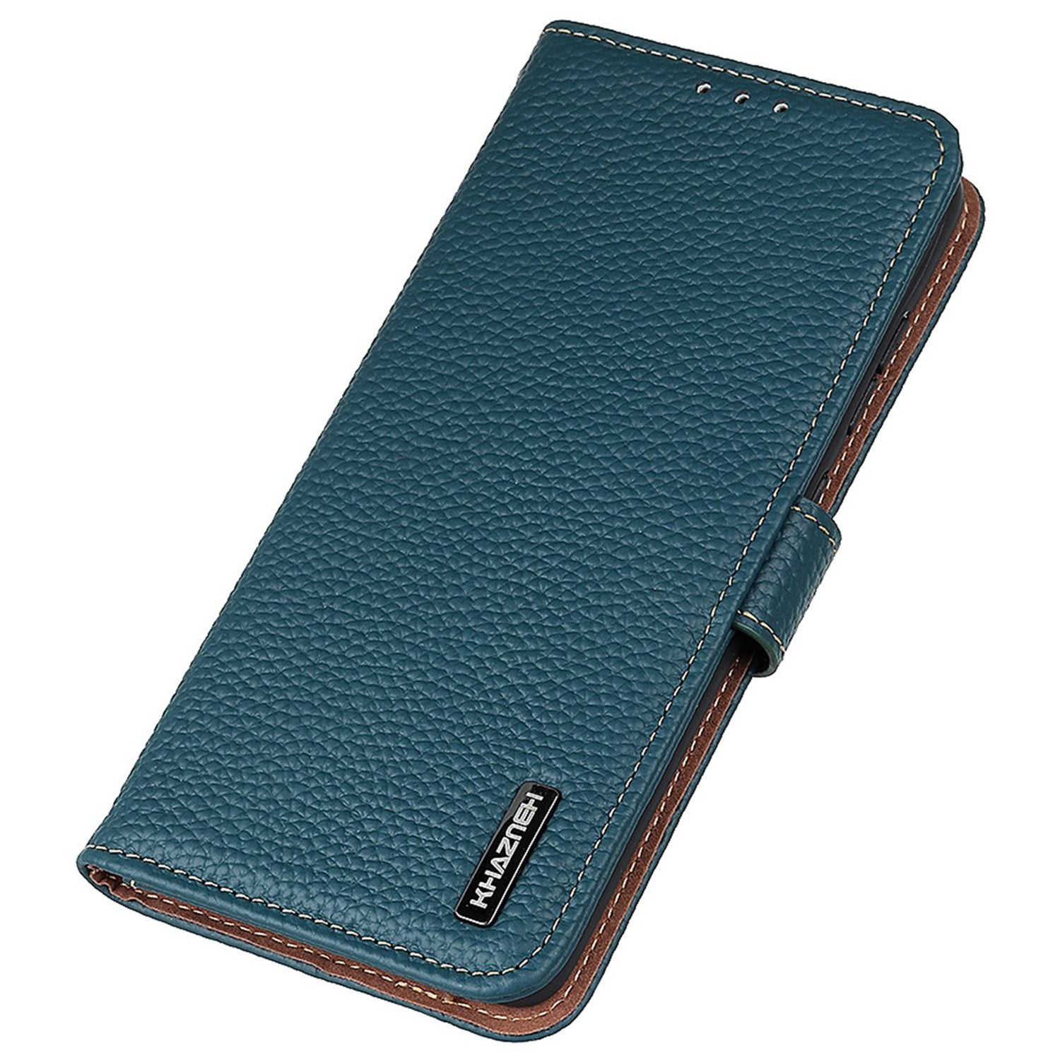 KHAZNEH For Motorola Moto G34 5G Phone Wallet Case Litchi Texture Genuine Cow Leather Flip Cover