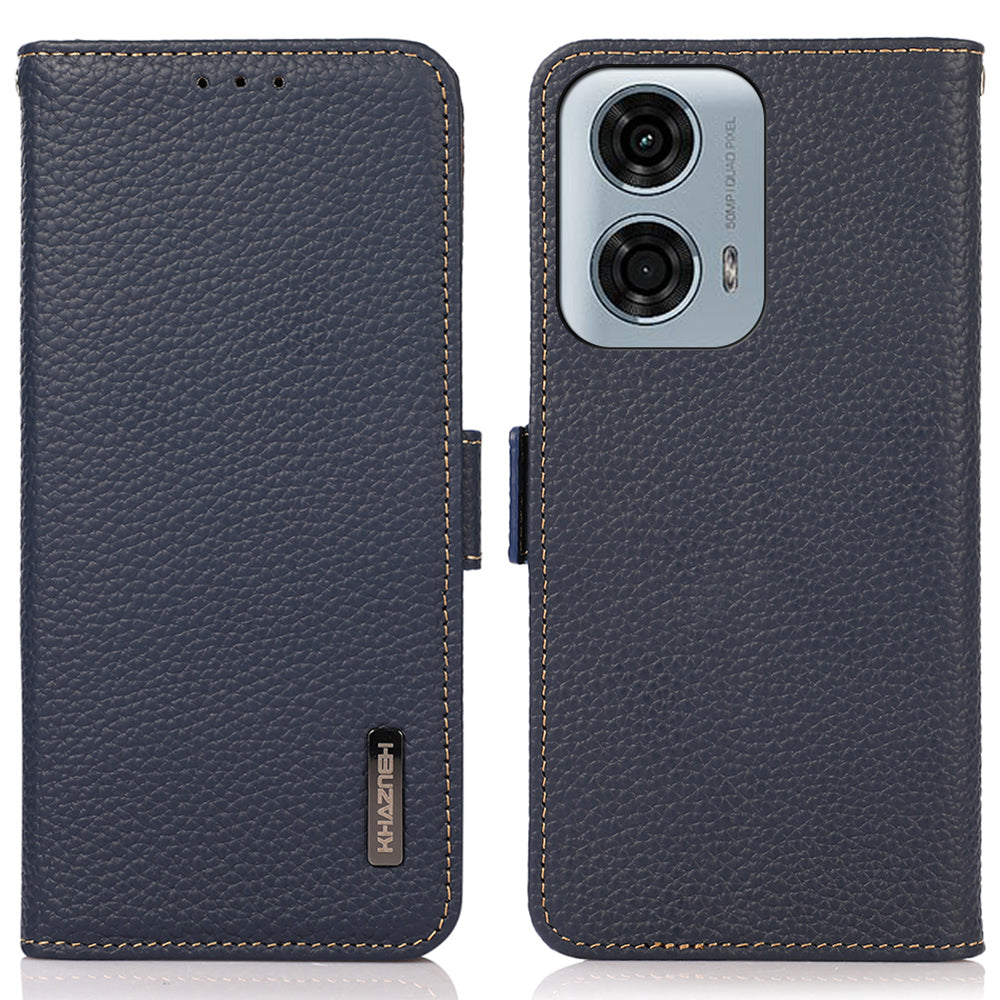 KHAZNEH For Motorola Moto G34 5G Case Litchi Texture RFID Blocking Anti-Drop Phone Cover