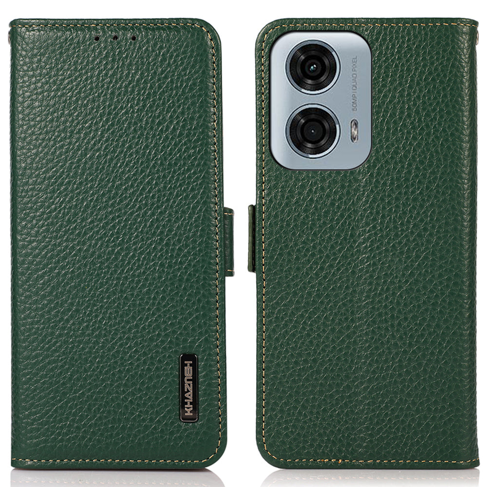 KHAZNEH For Motorola Moto G34 5G Case Litchi Texture RFID Blocking Anti-Drop Phone Cover
