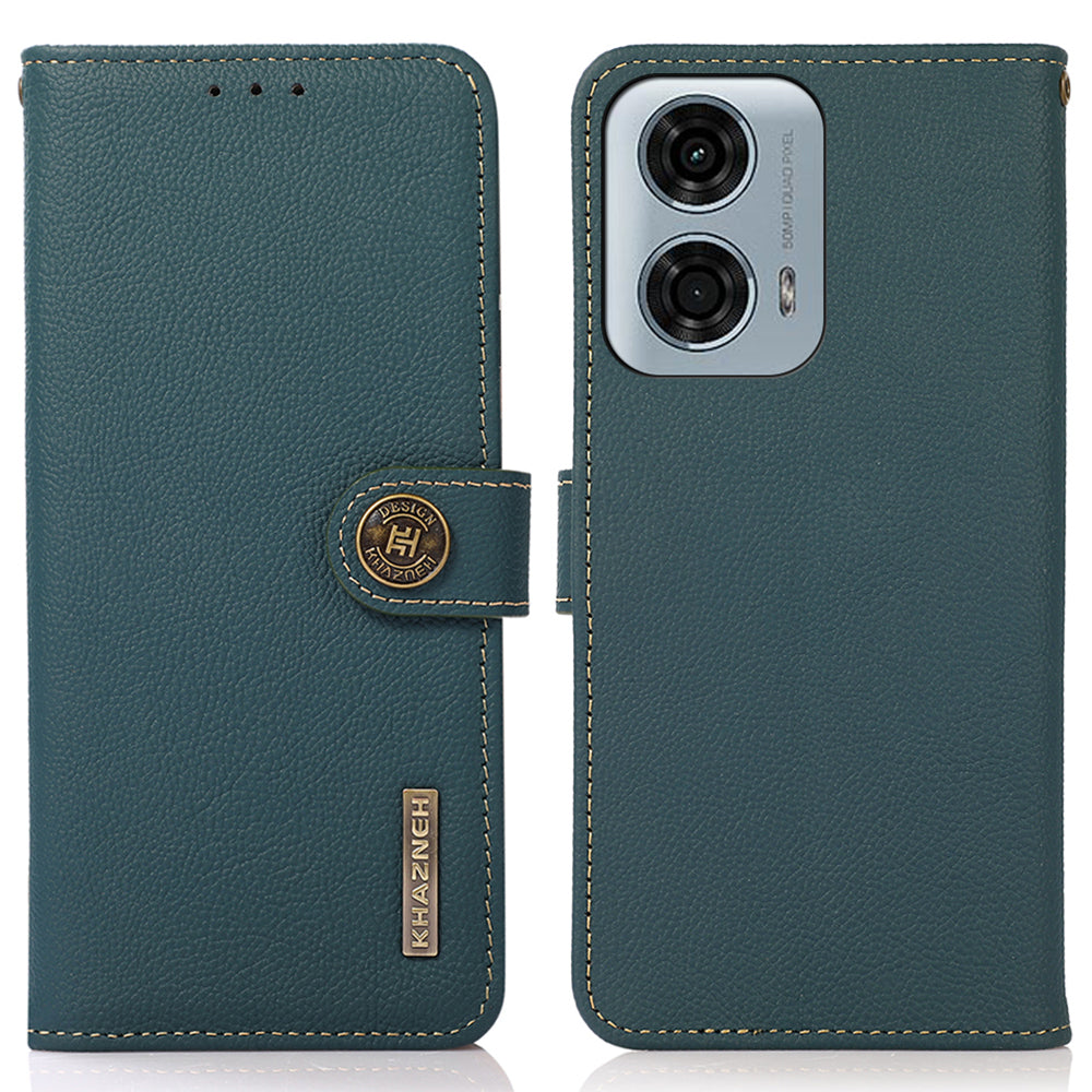 KHAZNEH For Motorola Moto G34 5G Case RFID Blocking Anti-Scratch Stand Phone Cover