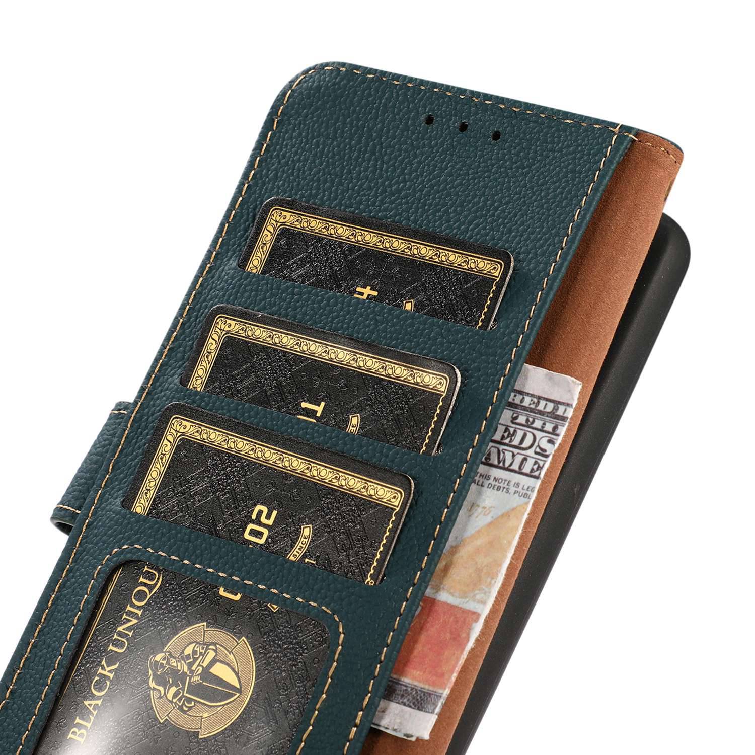 KHAZNEH For Motorola Moto G34 5G Case RFID Blocking Anti-Scratch Stand Phone Cover