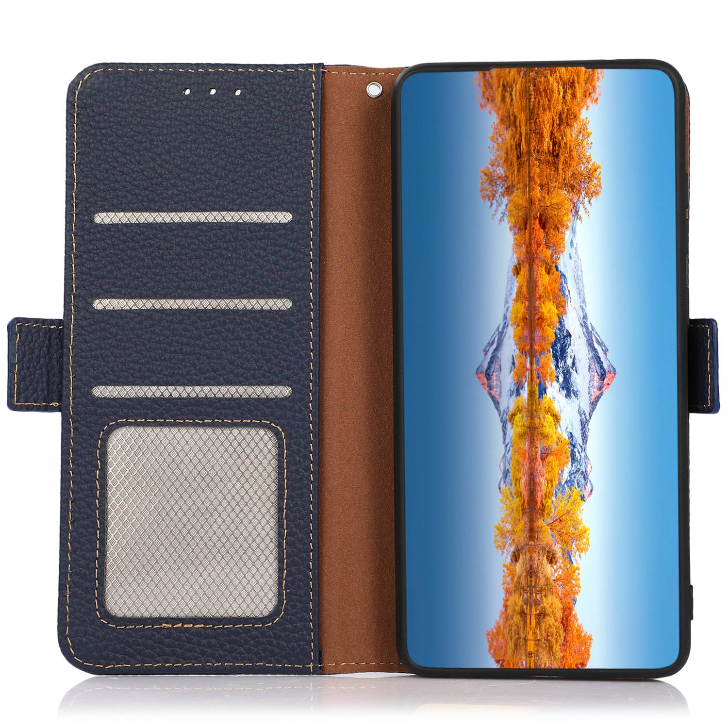 KHAZNEH For Xiaomi Redmi Note 13 Pro 4G / Poco M6 Pro 4G Wallet Case RFID Blocking Genuine Cow Leather Phone Cover