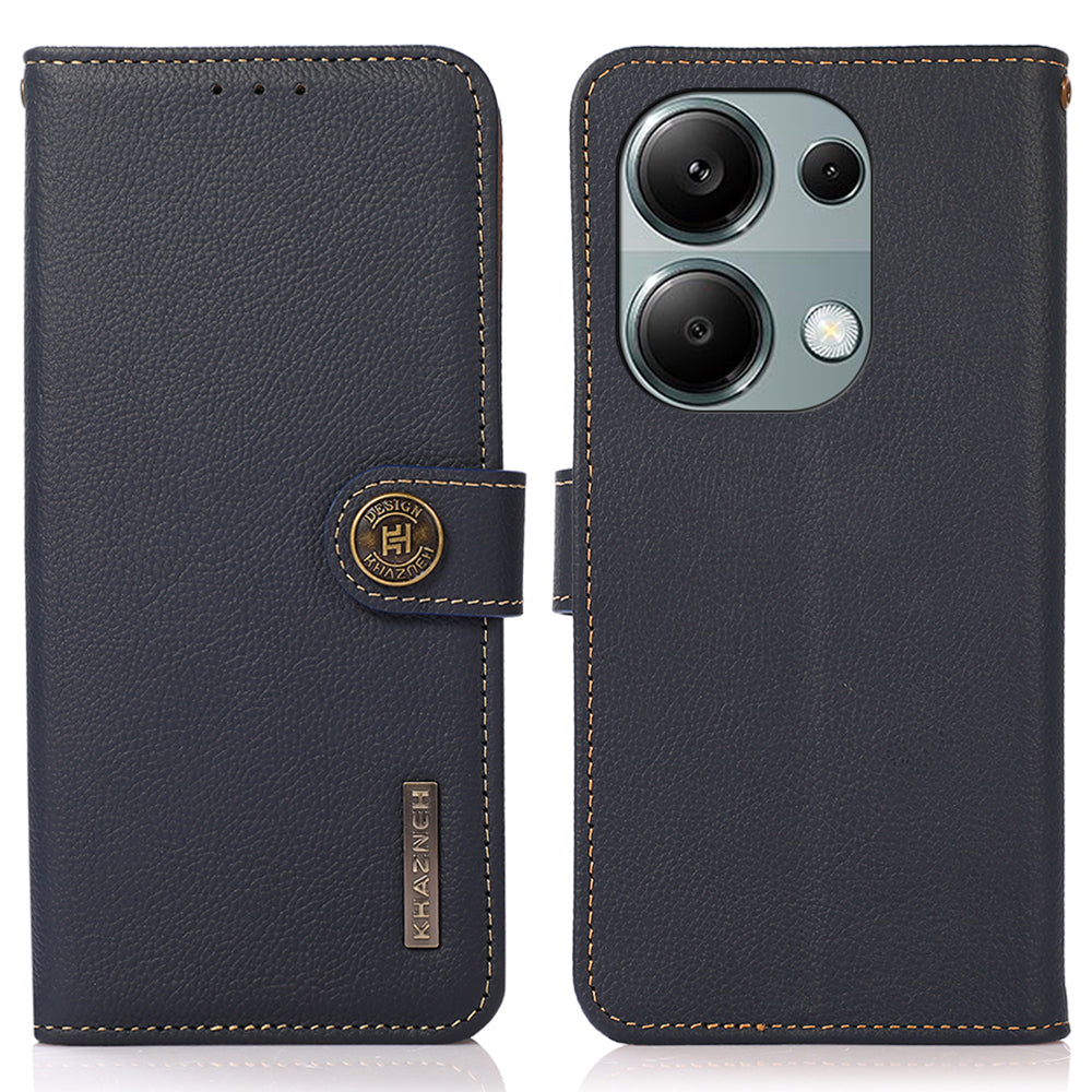 KHAZNEH For Xiaomi Redmi Note 13 Pro 4G / Poco M6 Pro 4G Case Genuine Cow Leather+TPU Stand Phone Cover