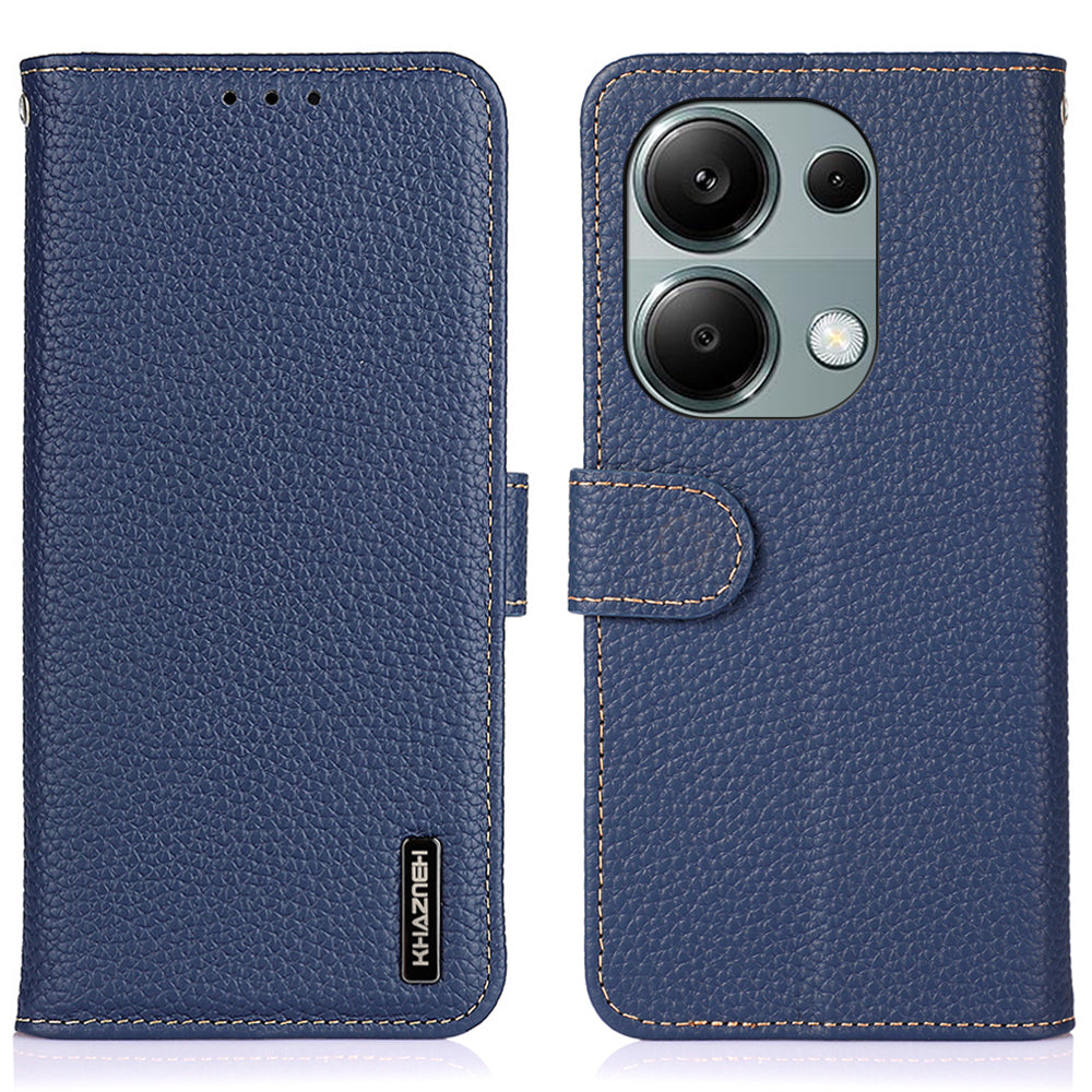 KHAZNEH For Xiaomi Redmi Note 13 Pro 4G / Poco M6 Pro 4G Case Wallet Genuine Cow Leather Phone Cover