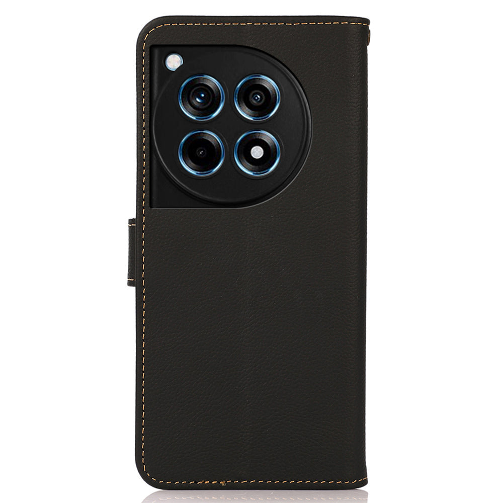 KHAZNEH For OnePlus Ace 3 5G / 12R 5G Cell Phone Case Genuine Cow Leather RFID Blocking Cover