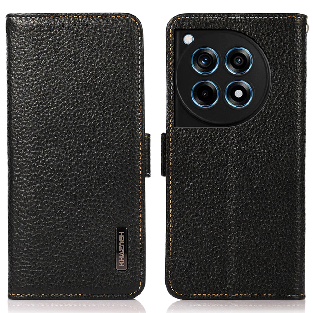 KHAZNEH For OnePlus Ace 3 5G / 12R 5G Magnetic Phone Case Litchi Texture RFID Blocking Anti-drop Cover